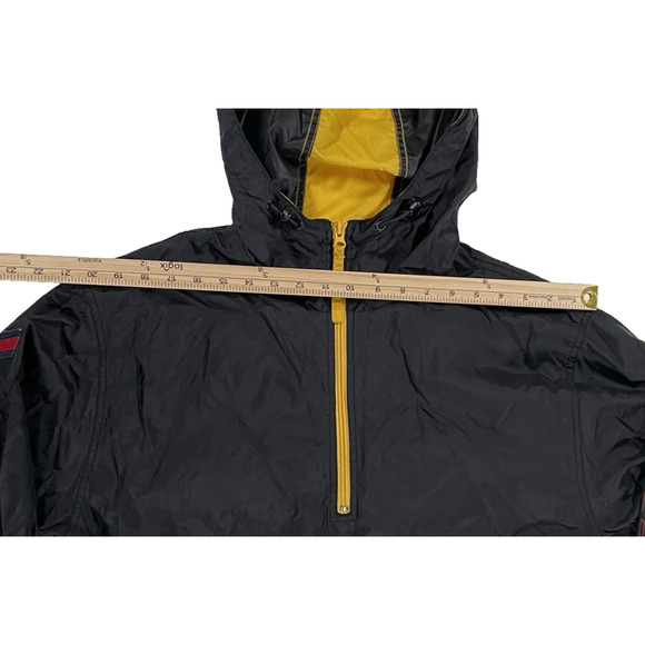 VTG 90s Tommy Hilfiger Athletics Mens M Black Hooded Anorak Pullover Y2k Jacket - Picture 6 of 9
